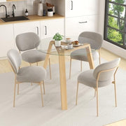 Round Glass Dining Table 90cm Natural Rubber Wood Frame Modern