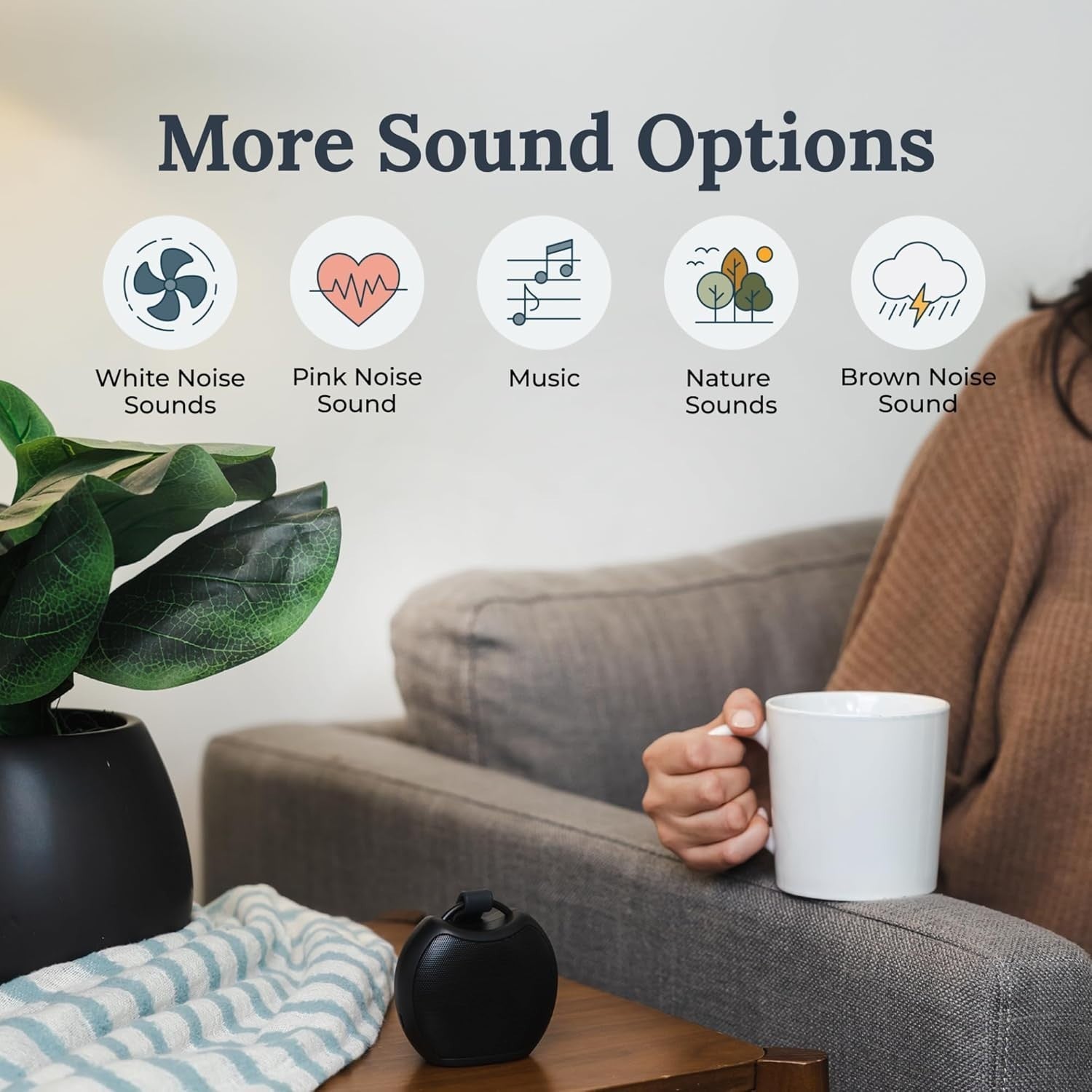 Travel White Noise Machine with 20 Soothing Sounds & Wireless Speaker