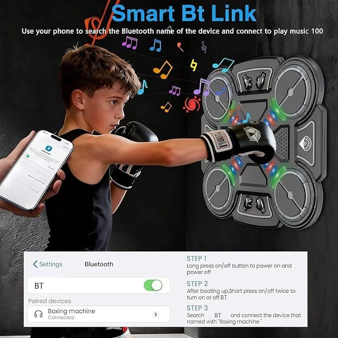 Music Boxing Machine Wall Mounted LED Punch Trainer Reaction Workout Game