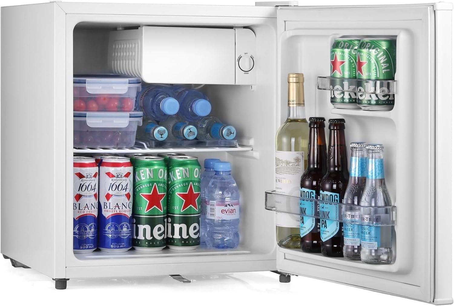 45L Mini Fridge Tabletop Lock & Key Low Noise White