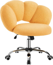 Yellow Boucle Cloud Vanity Chair Swivel Adjustable Desk Chair with Wheels
