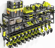 Wall Mounted Power Tool Rack 4-Tier 13 Drill Holder Black