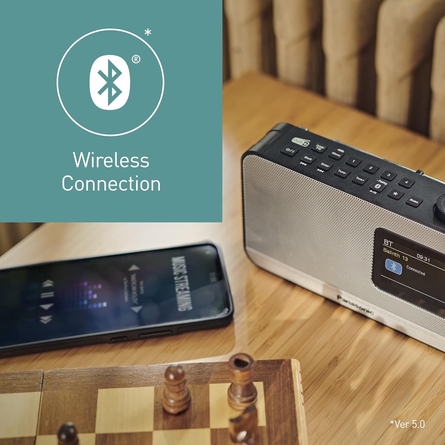 Portable DAB+/FM Radio with Bluetooth, Alarm, Clock & Travel Ready