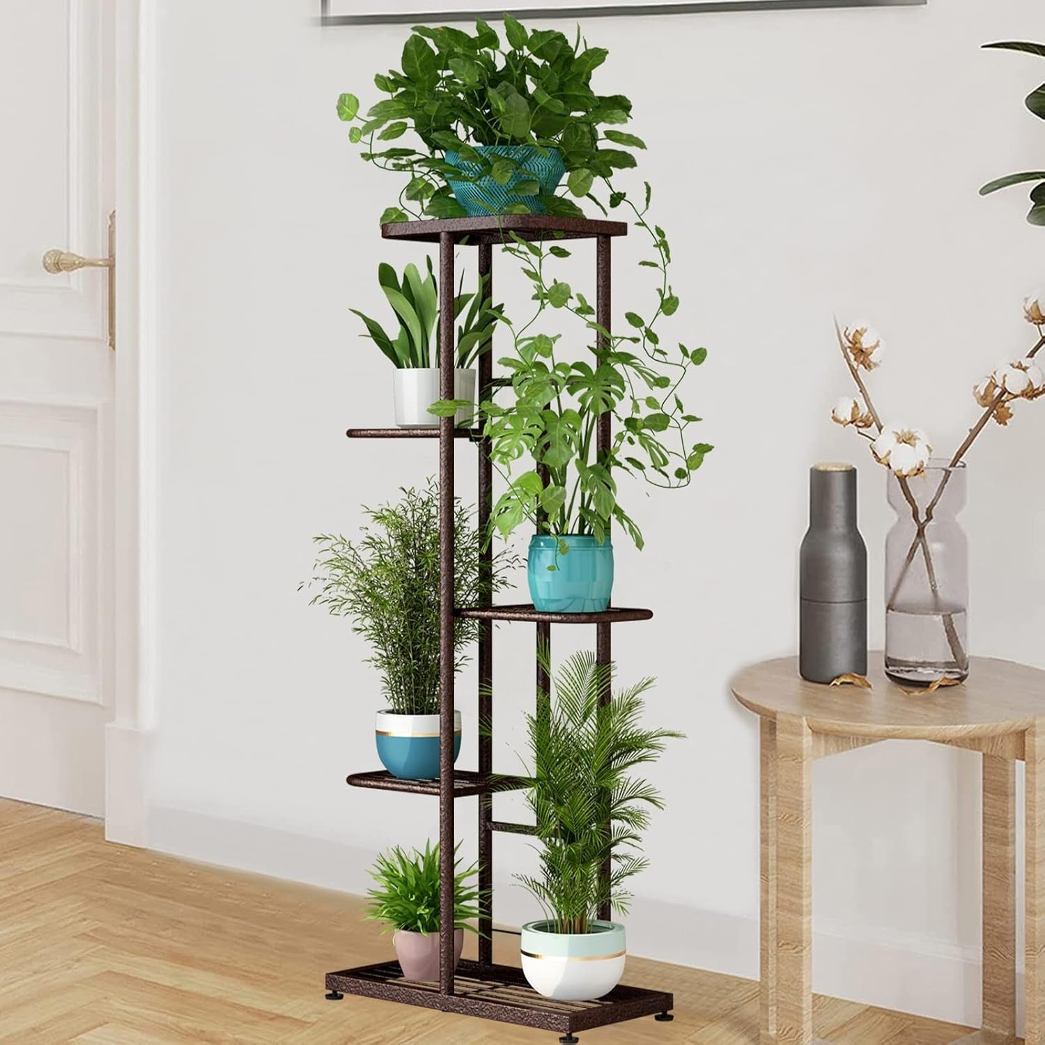 5 Tier 6 Pot Bronze Metal Plant Stand Indoor Outdoor Multi Plant Display