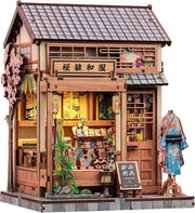Japanese Sakura Book Nook Kit DIY Miniature House LED Bookshelf Decor