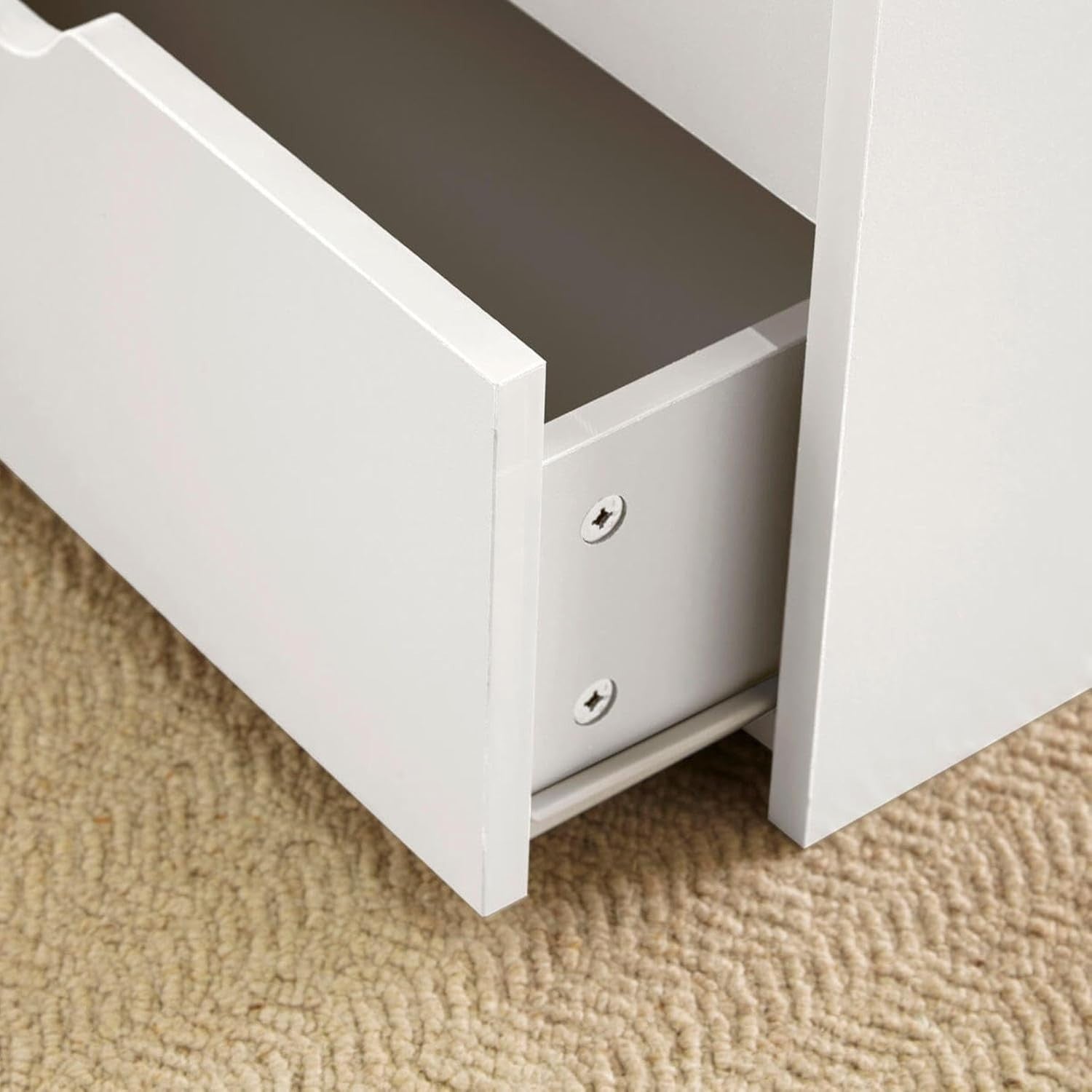 White Lift-Top Coffee Table with Locking Storage Drawers 115x50x40cm