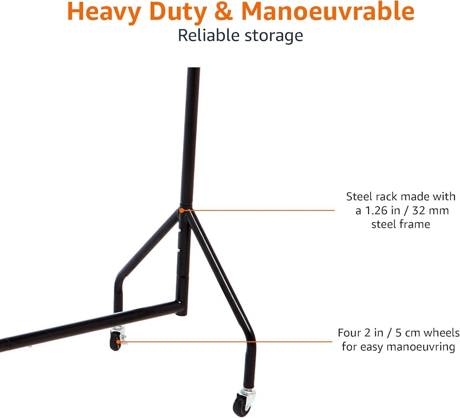Heavy Duty Clothes Rail 1.82×1.52m Garment Rack Black