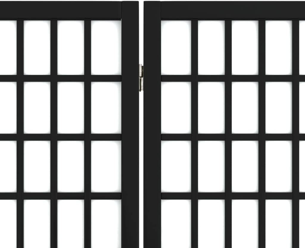5 Panel Black Shoji Room Divider 200x170cm Folding Wooden Privacy Screen Japanes
