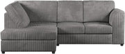 Grey Jumbo Cord LHF Corner Sofa 4-Seater Memory Foam Space Saver UK Made