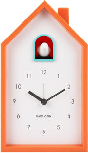 Modern Cuckoo Alarm Clock Bright Orange Scandinavian Style Bedside Decor