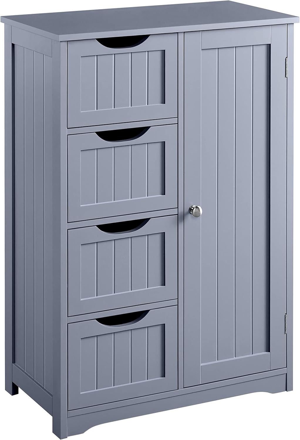 Grey Wooden Bathroom Cabinet 4 Drawer Storage Cupboard Organizer Unit