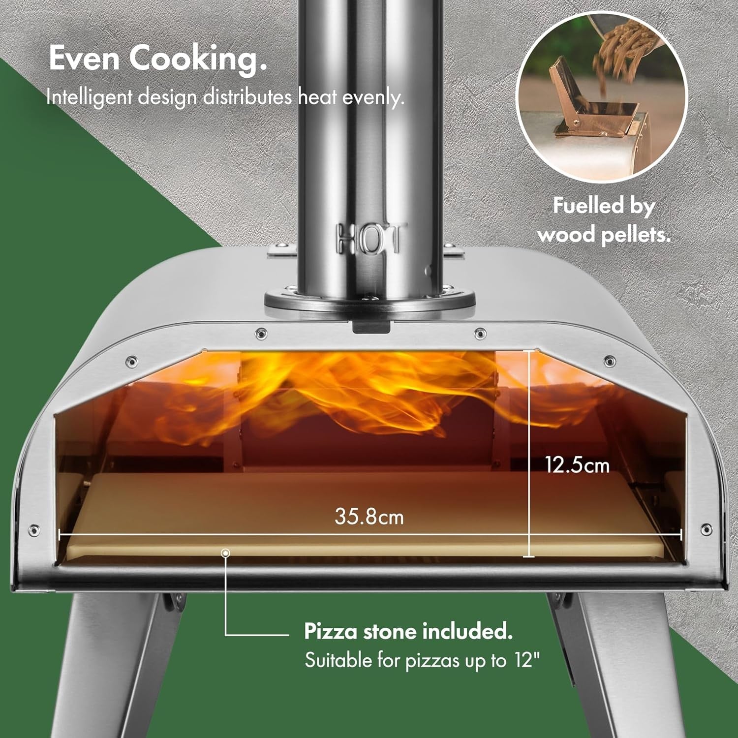 12" Outdoor Wood Fired Pizza Oven with Peel, Cutter, Board & Cover Set