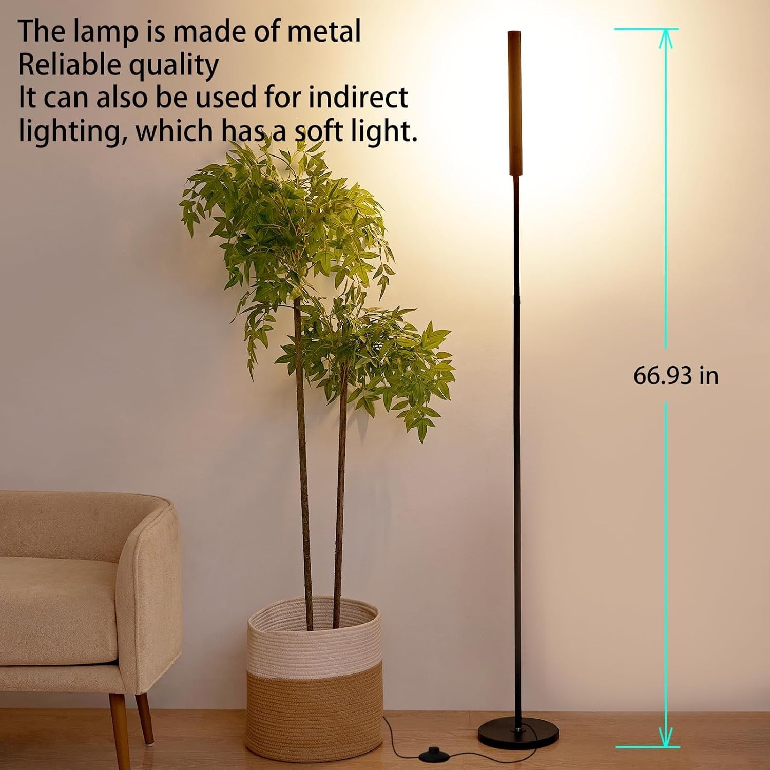LED Floor Lamp Dimmable Adjustable Reading Light Remote Touch Timer Black