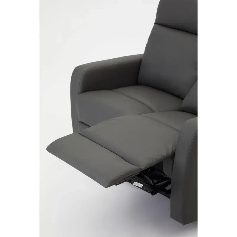 2 Seater Grey Electric Recliner Sofa Faux Leather Compact Lounge Chair
