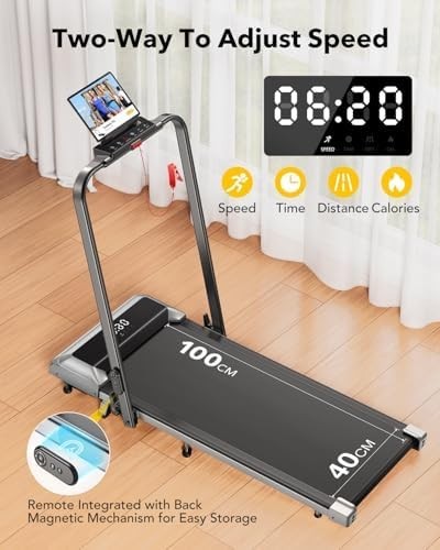 3-in-1 Folding Treadmill 12km/h Under Desk Walking Pad 7% Incline LED Remote