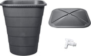 Square Rain Water Butt 300L with Lid & Tap, Corner-Friendly Garden Storage