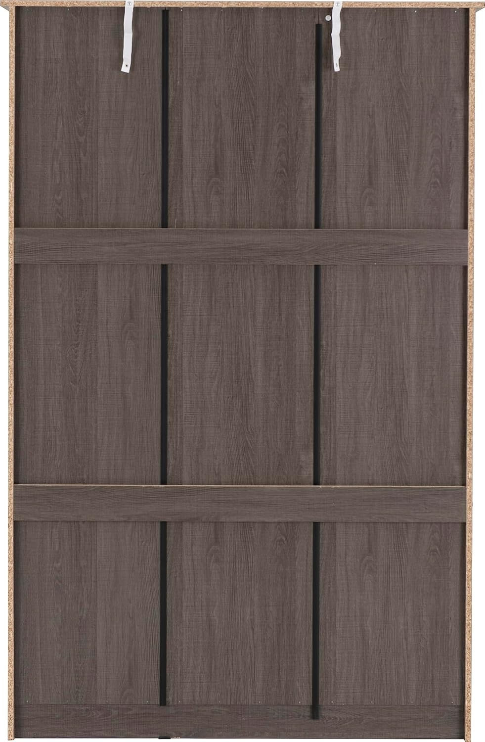 Black Wood Grain 3 Door Wardrobe with Mirror & Hinged Doors - Bedroom Storage