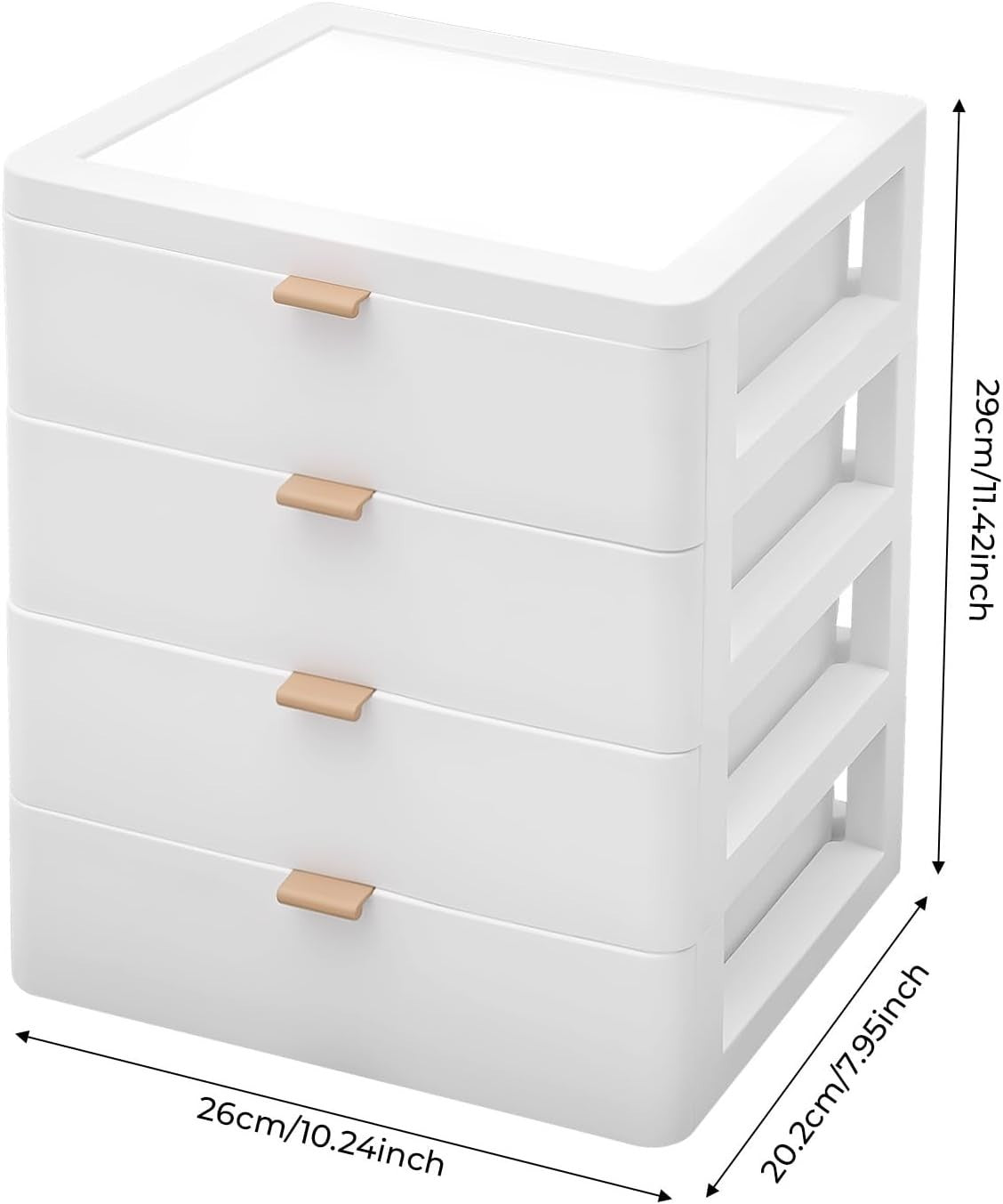 4-Compartment Desk Organiser with Drawers Pen Holder Office Storage