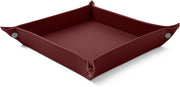 Leather Valet Tray Burgundy Red – Desk Organiser for Keys, Coins & Jewellery