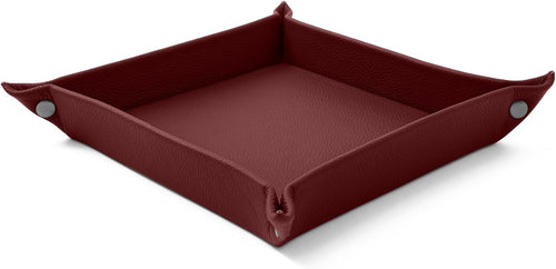 Leather Valet Tray Burgundy Red – Desk Organiser for Keys, Coins & Jewellery