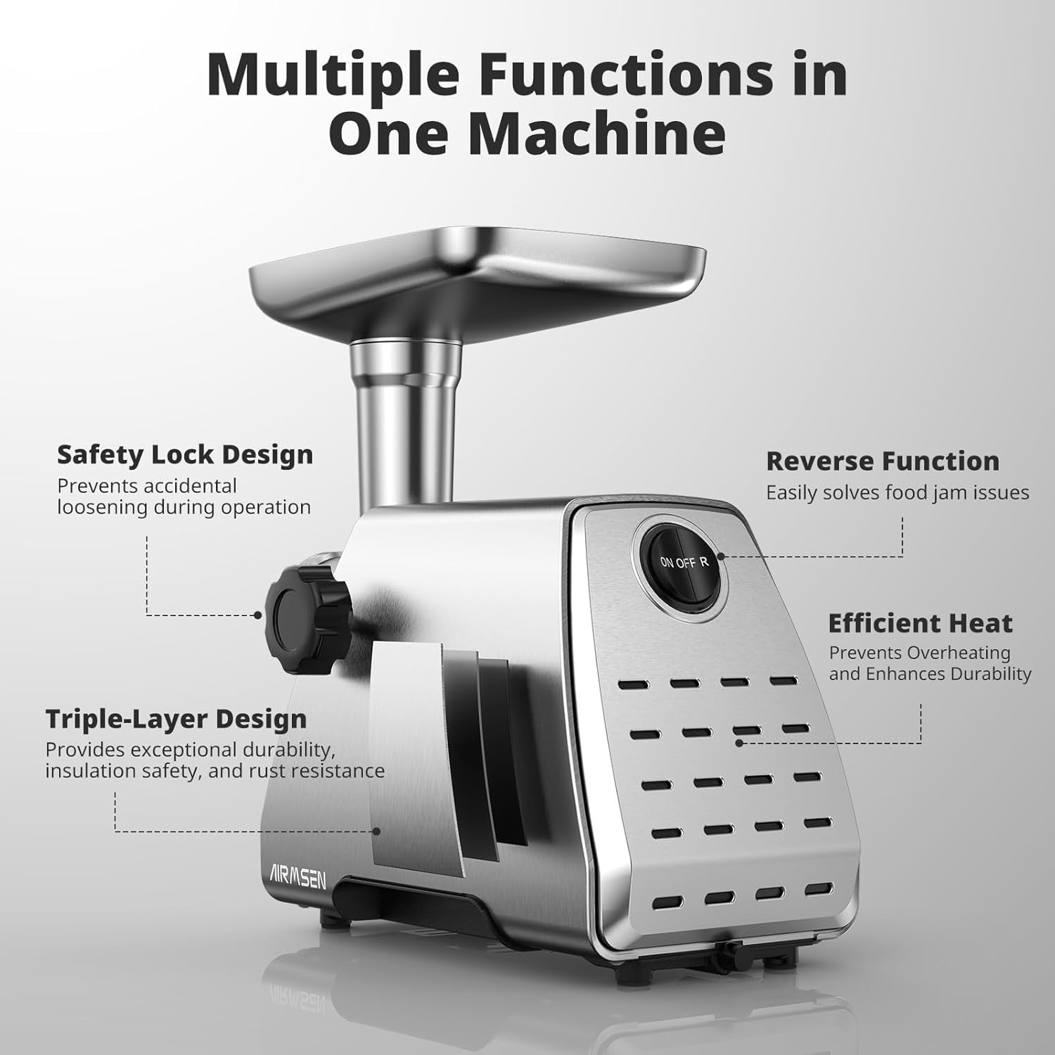 2500W Electric Meat Grinder Sausage Maker Mincer 3 Plates Kubbe Kit