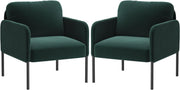 Green Velvet Accent Armchairs Set of 2 Modern Lounge Chairs