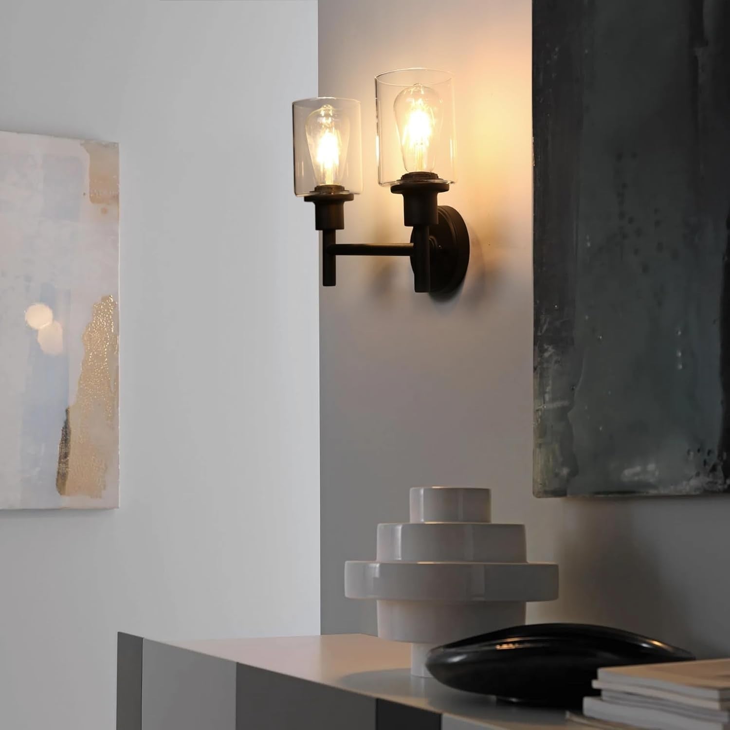 Industrial Glass Wall Lights Double Head E27 Sconce Loft Retro Modern