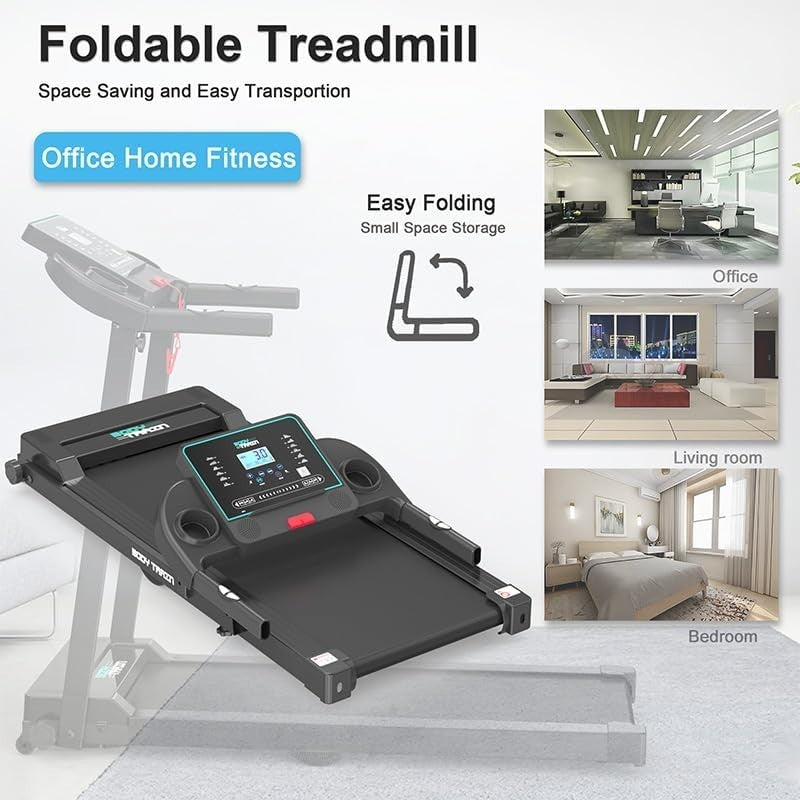Foldable Bluetooth Treadmill Home Gym 10km/h App Compatible Compact