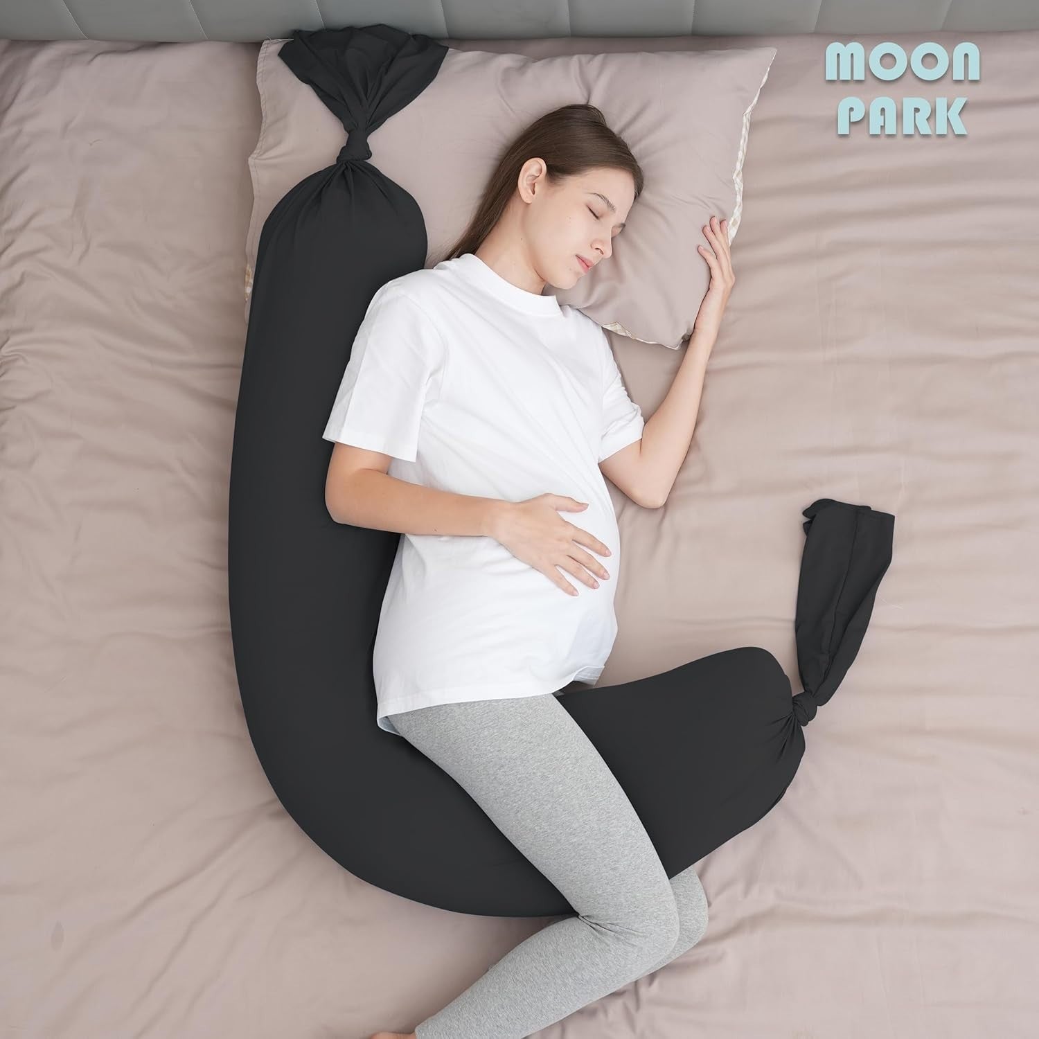 Pregnancy Pillow 54” Full Body Maternity Support Cushion Cooling Black