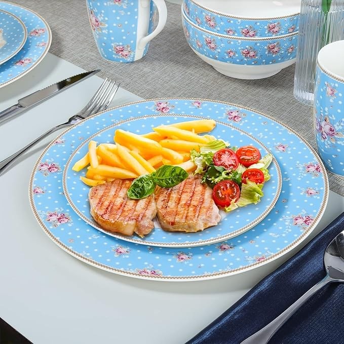 12pc Porcelain Dinner Set Floral Plates Bowls Dishwasher Microwave Safe