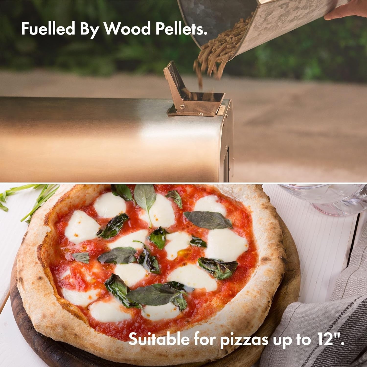 12" Outdoor Wood Fired Pizza Oven Stainless Steel BBQ Smoker with Stone
