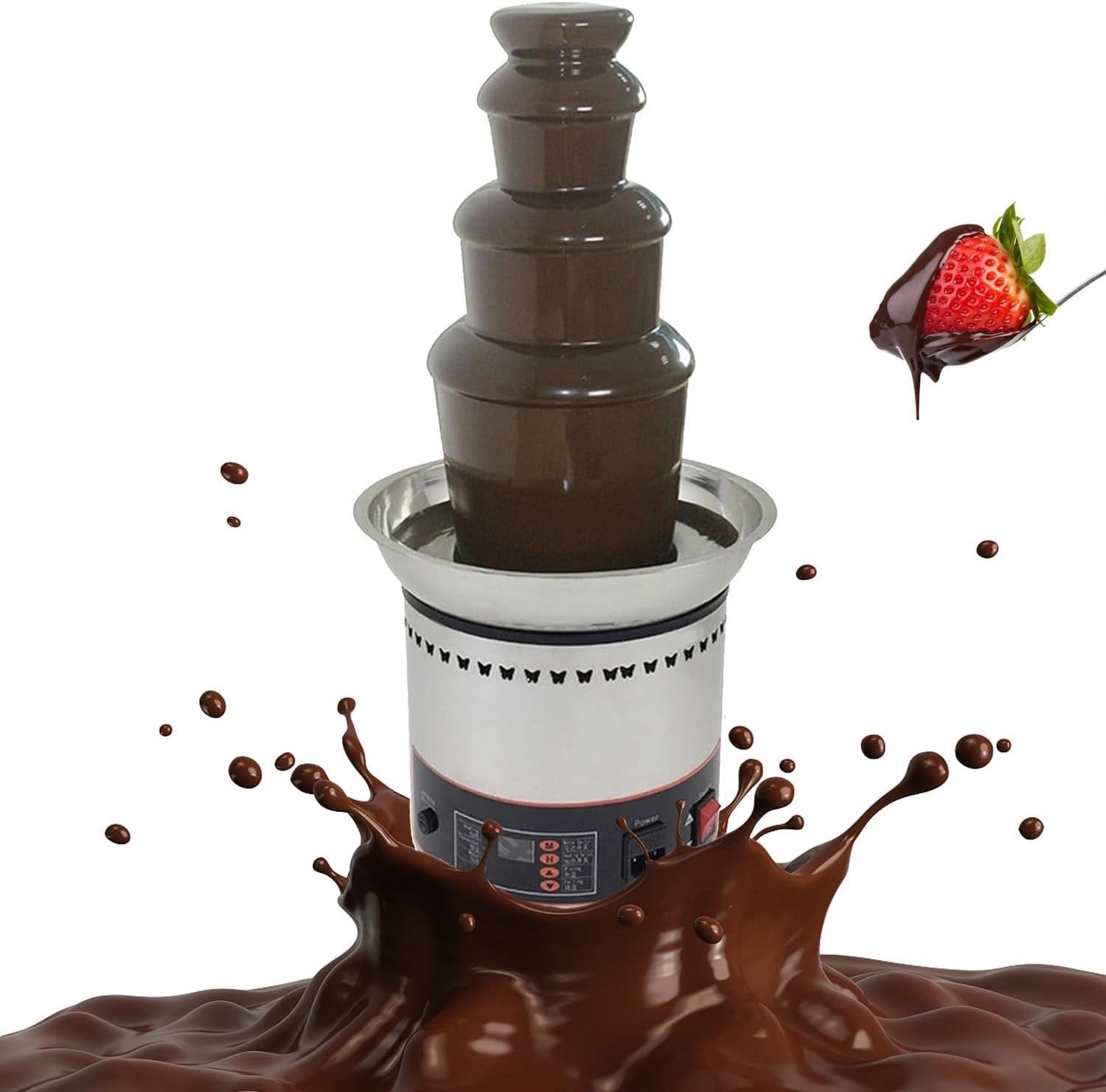 Electric Chocolate Fountain Tower Commercial Fondue Machine Steel