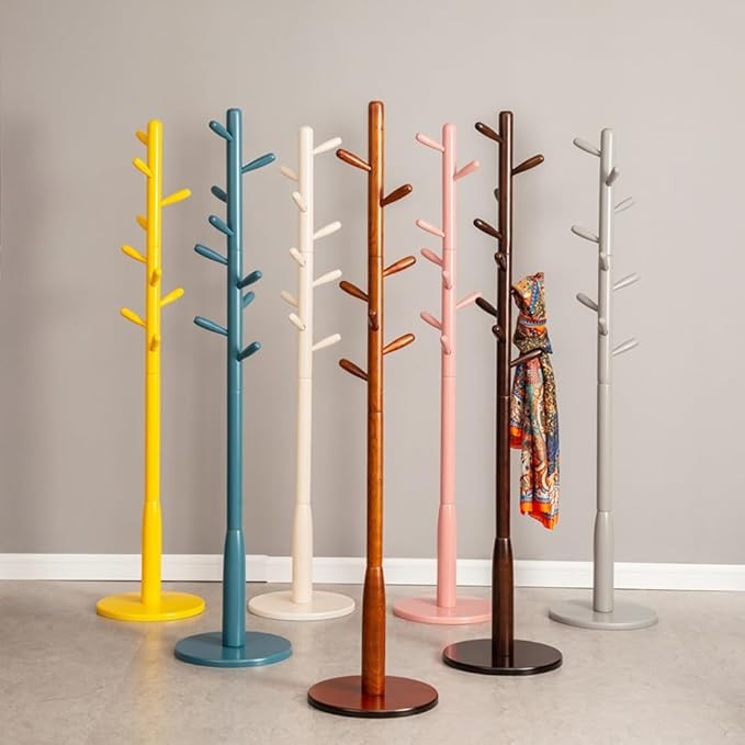 Solid Wood Freestanding Coat Rack with 9 Hooks | Classic Hall Stand for Home