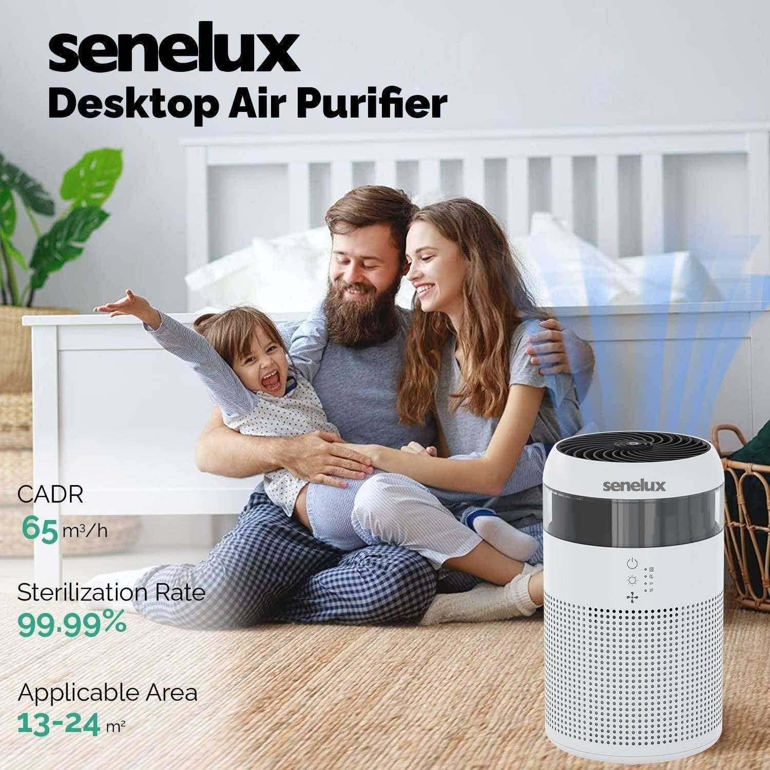 Mini HEPA Air Purifier Bedroom Quiet 18dB Pet Allergy Desktop