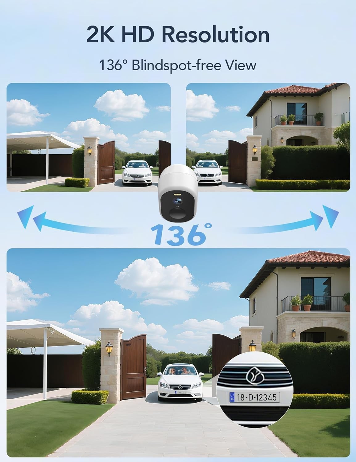 2K Wireless Solar Security Camera 2 Pack Colour Night Vision WiFi