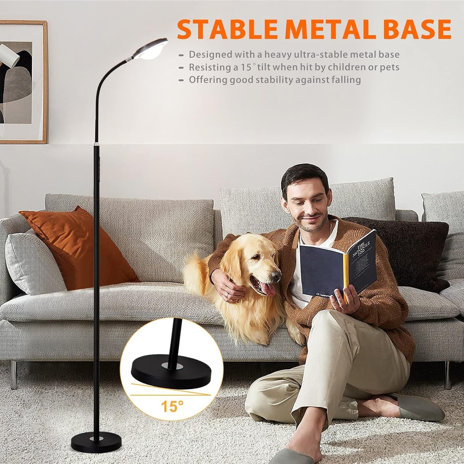 Super Bright LED Floor Lamp Remote Dimmable Touch Control Reading Light