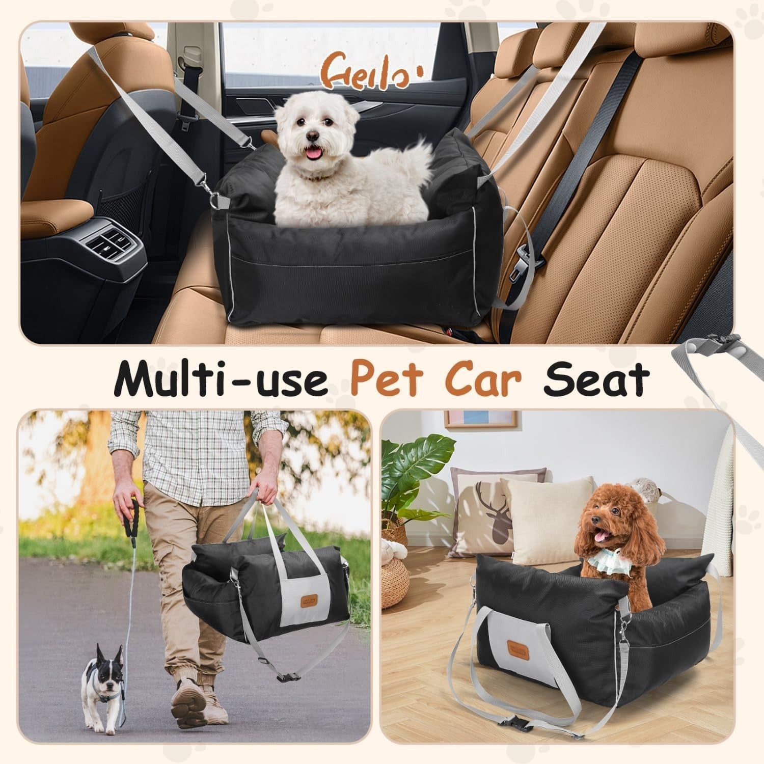 Waterproof Dog Booster Car Seat Washable Travel Bed Safety Leash