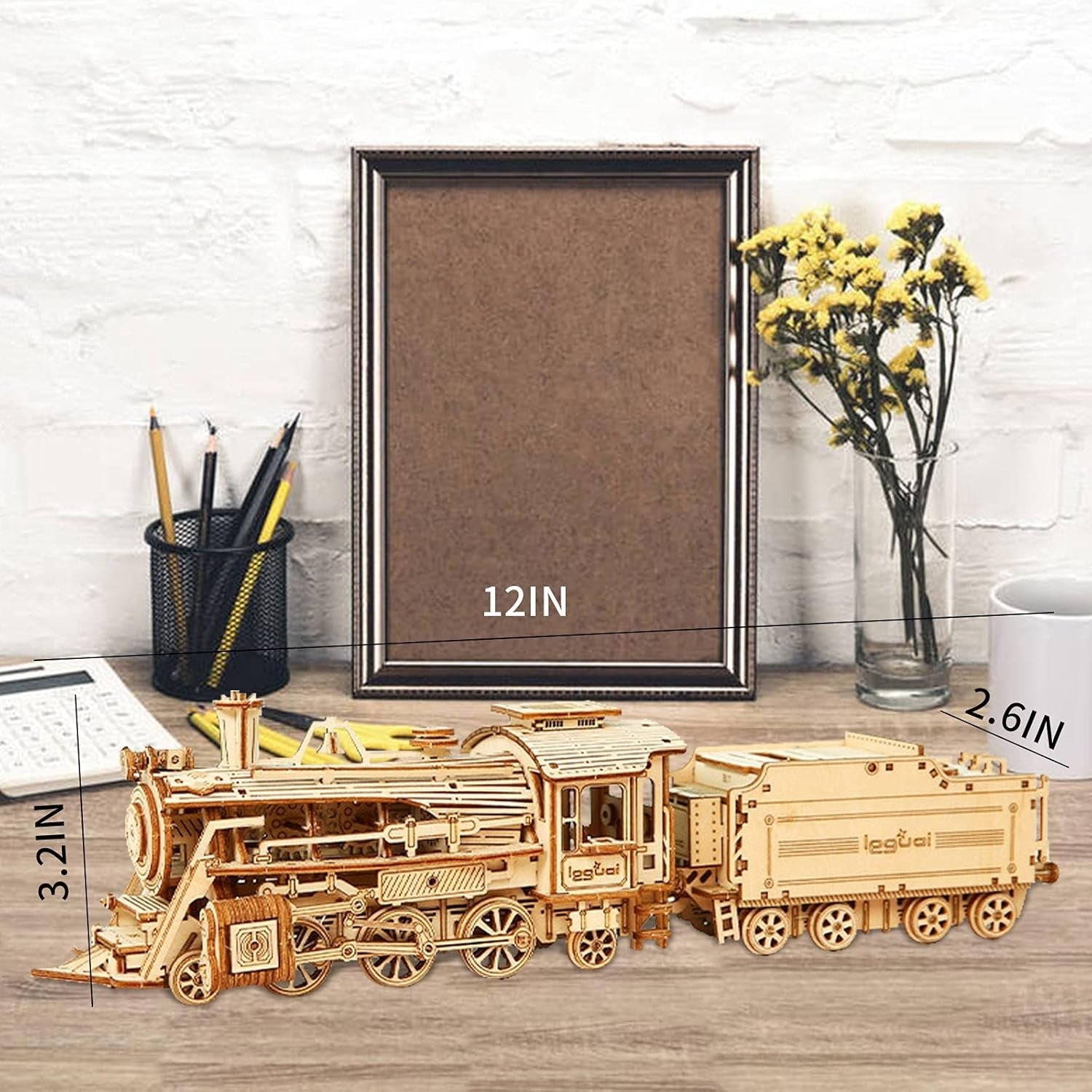DIY 3D Wooden Train Puzzle Kit with Music & Mechanical Movement