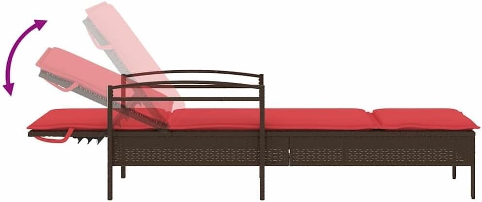 Adjustable Outdoor Sun Lounger with Cushion Weather-Resistant PE Rattan Patio