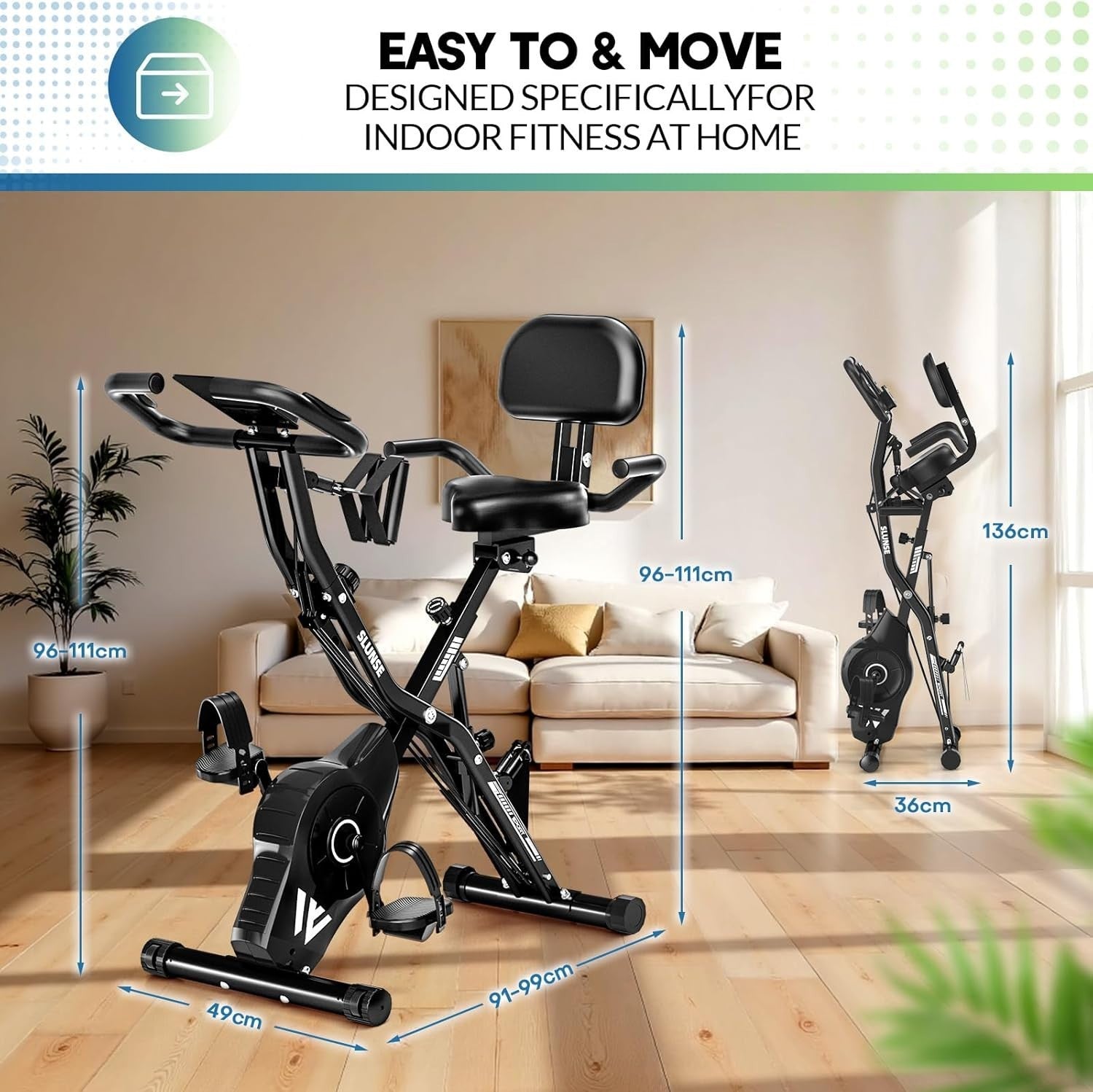 5-in-1 Folding Exercise Bike w/ 16-Level Magnetic Resistance, LCD & 350lb Cap