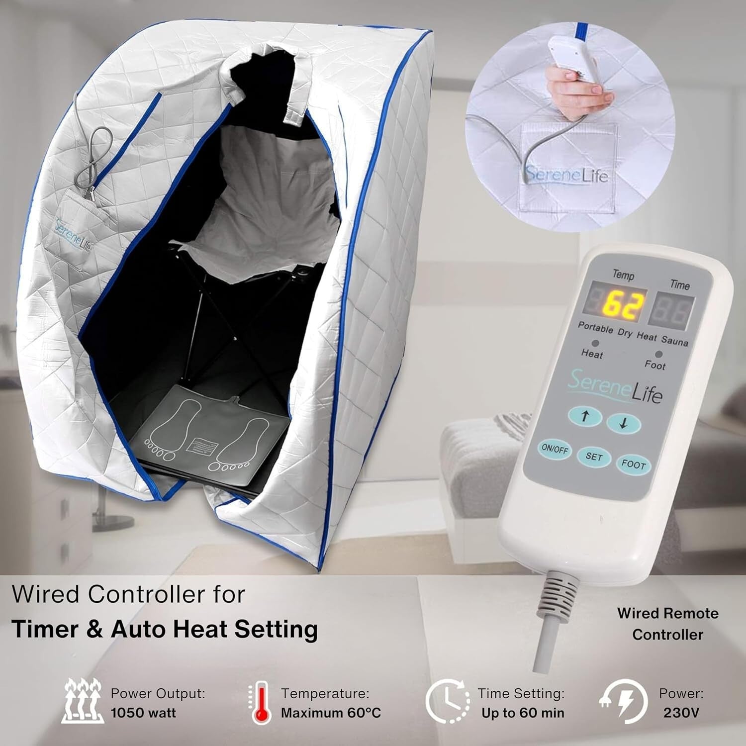 Portable Home Sauna Tent w/ Foot Heating Pad, Chair & Remote – Indoor Spa