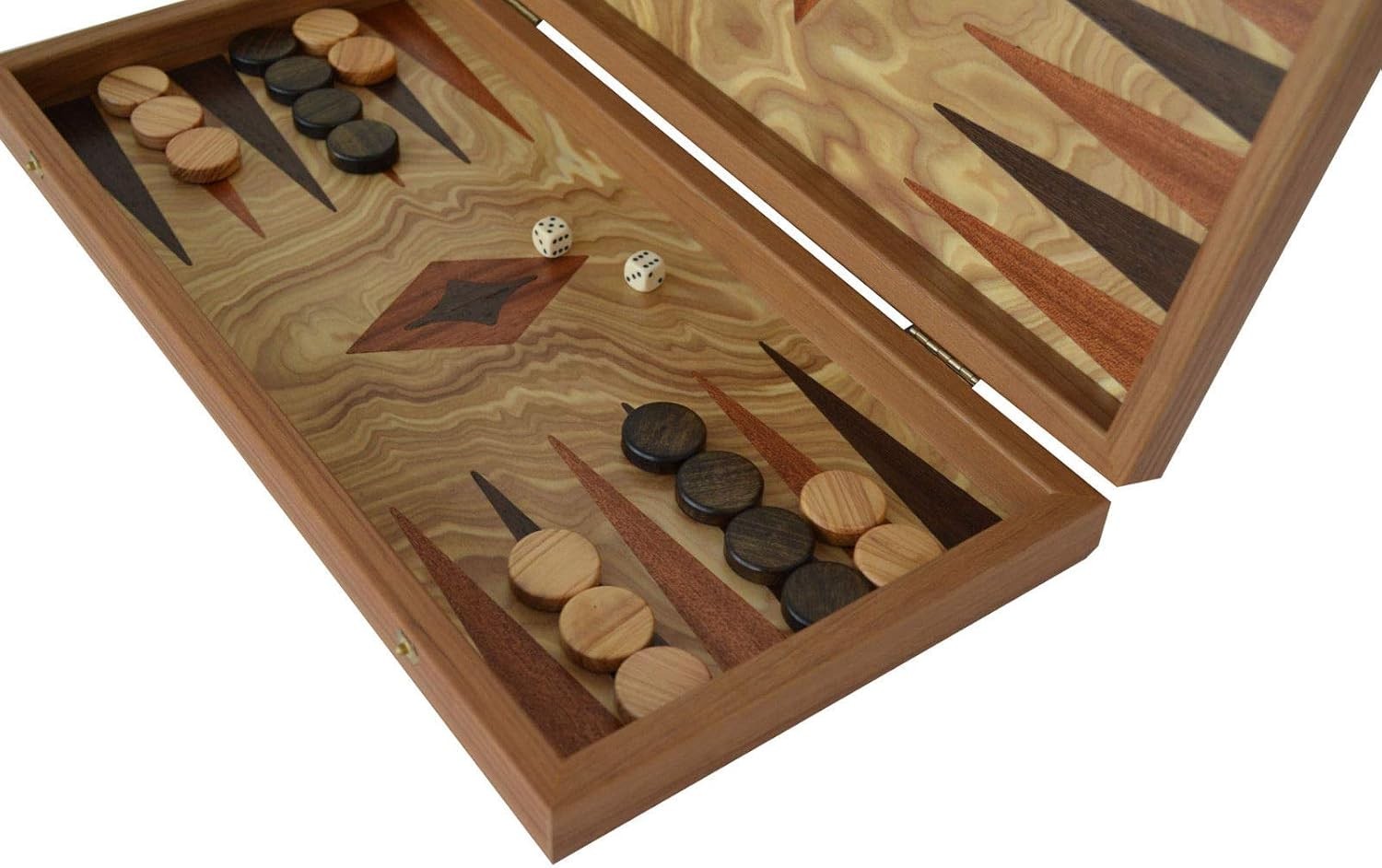Handcrafted Olive Wood Backgammon Set 15 Inch Traditional Board Game