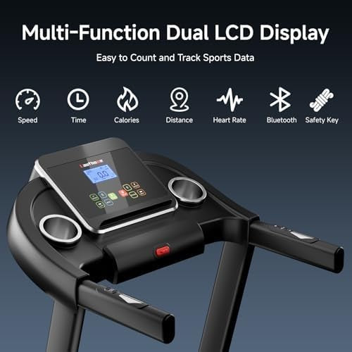 Heavy-Duty Incline Treadmill 3.25HP, 12km/h, Wide Belt, Bluetooth APP Home