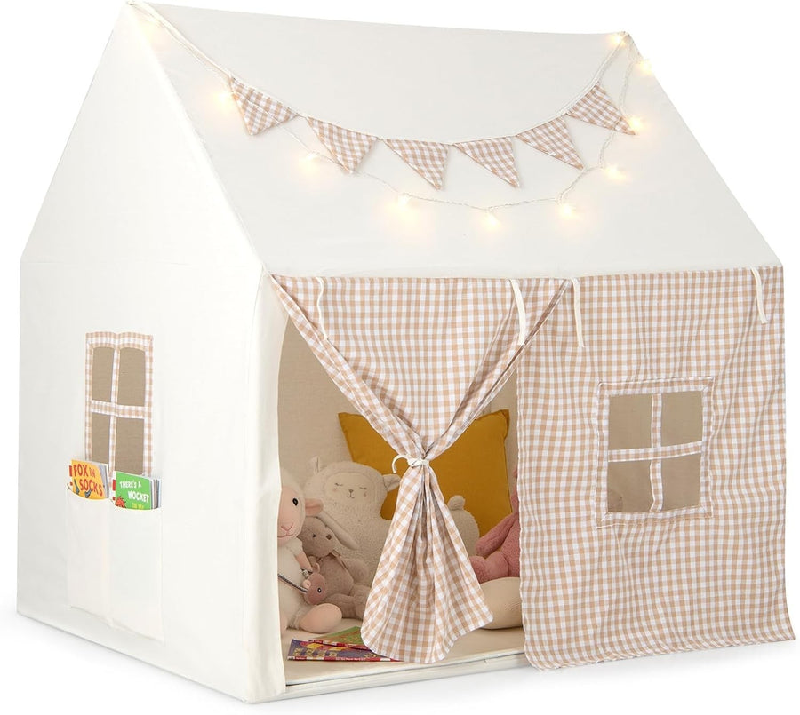 Large Kids Castle Play Tent with Mat Star Lights Indoor Playhouse