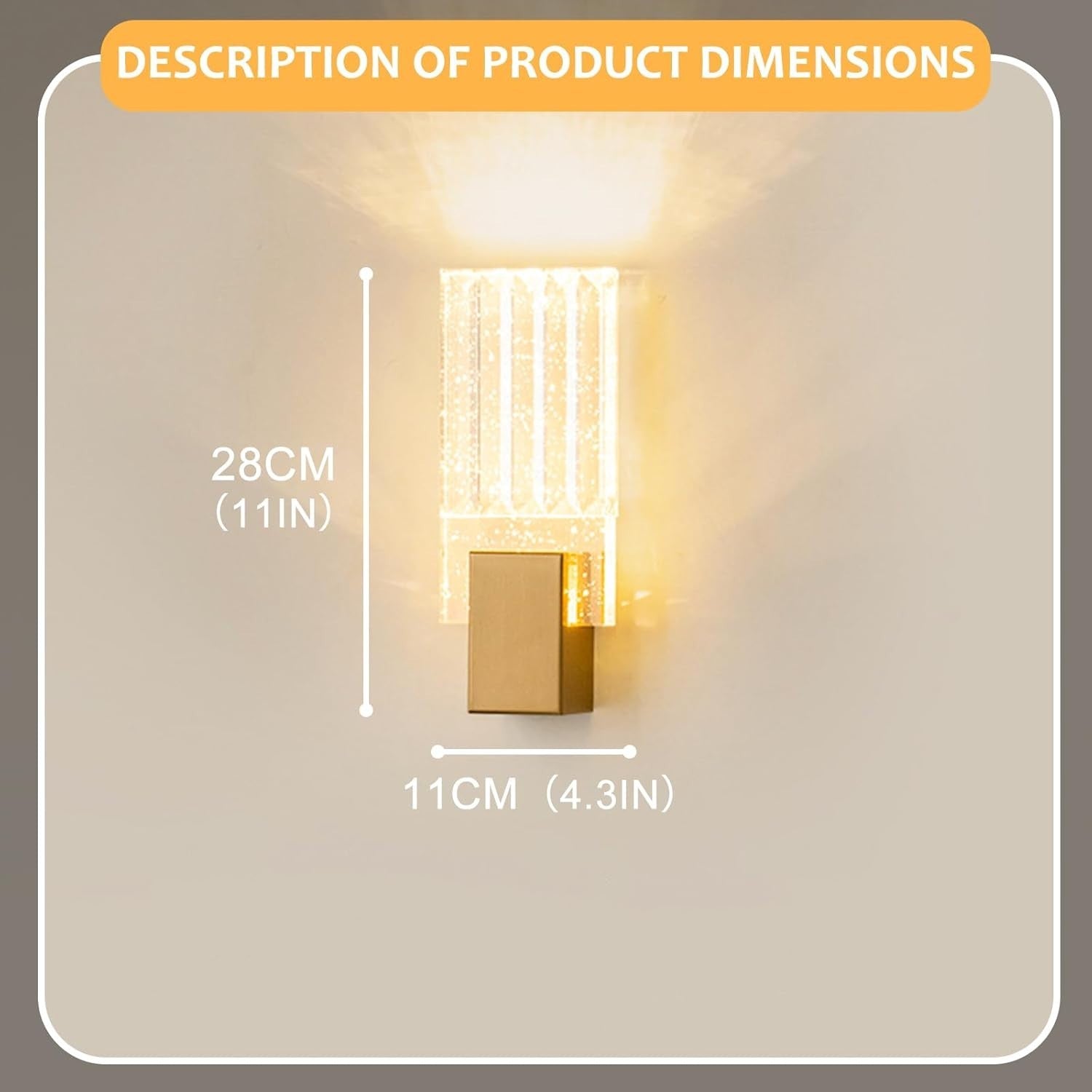 Gold Crystal LED Wall Lights 2-Pack | Modern 3-Color Sconces for Hallway