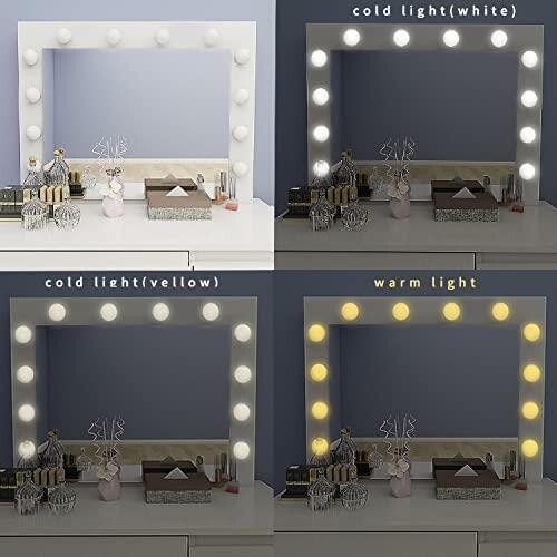 White LED Vanity Dressing Table with Mirror & Stool Makeup Desk MDF