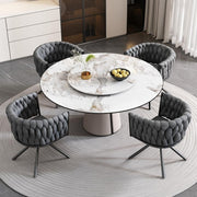 Set of 6 Grey Swivel Velvet Dining Chairs – Modern, Comfy, Curved Back (V)