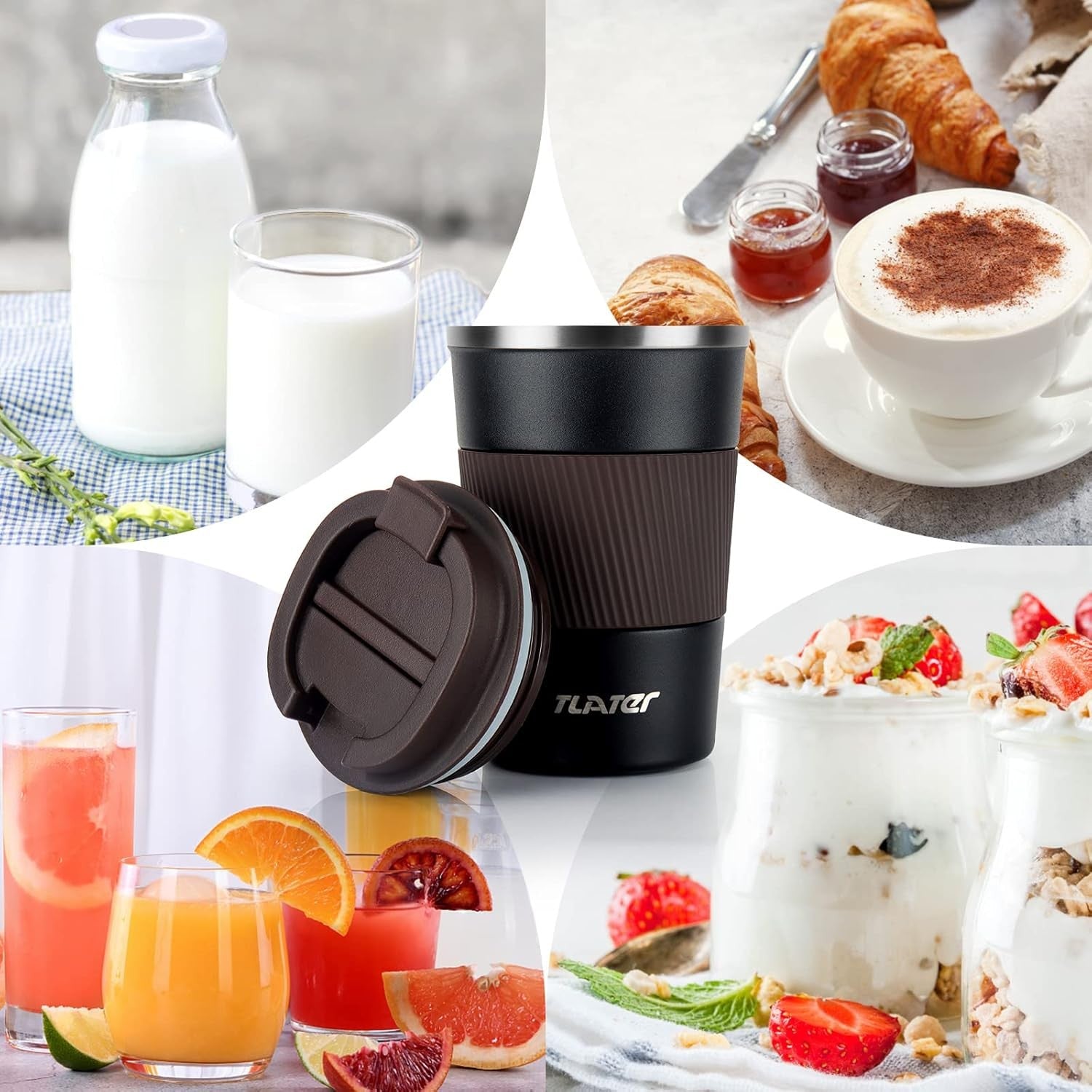 380ml Insulated Travel Coffee Mug Stainless Steel Leakproof