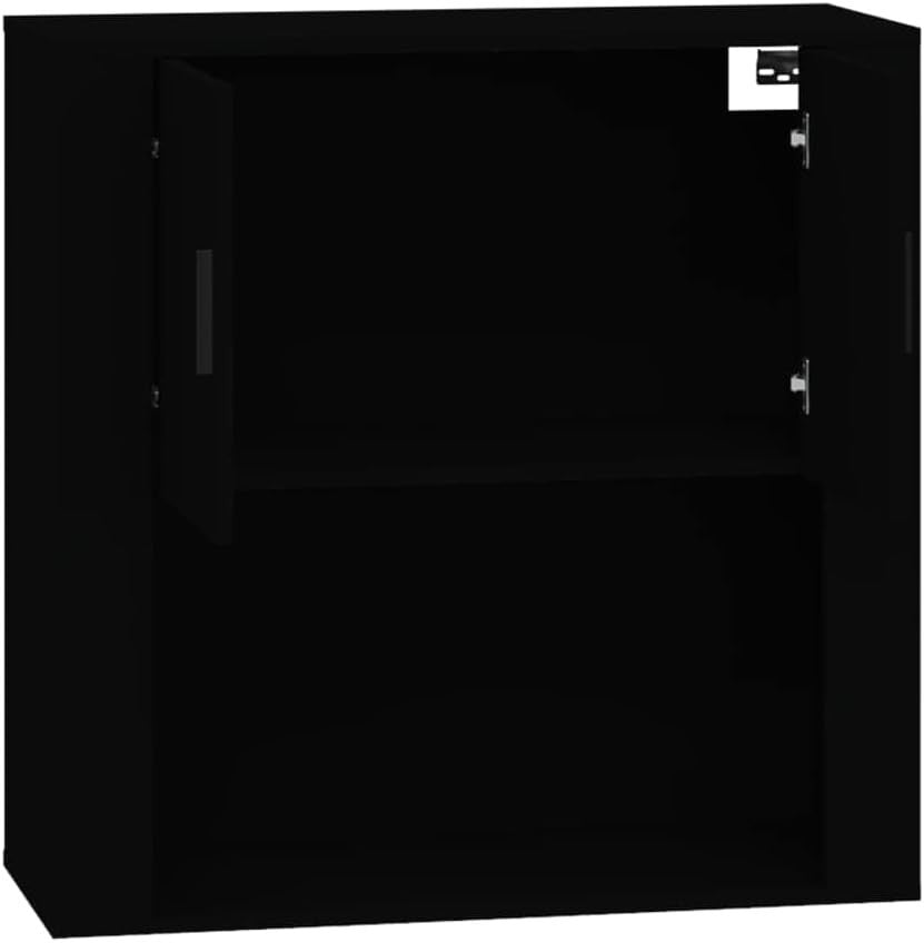 Wall-Mounted Black Living Room Cabinet with Storage & Organizer 33x80x80cm