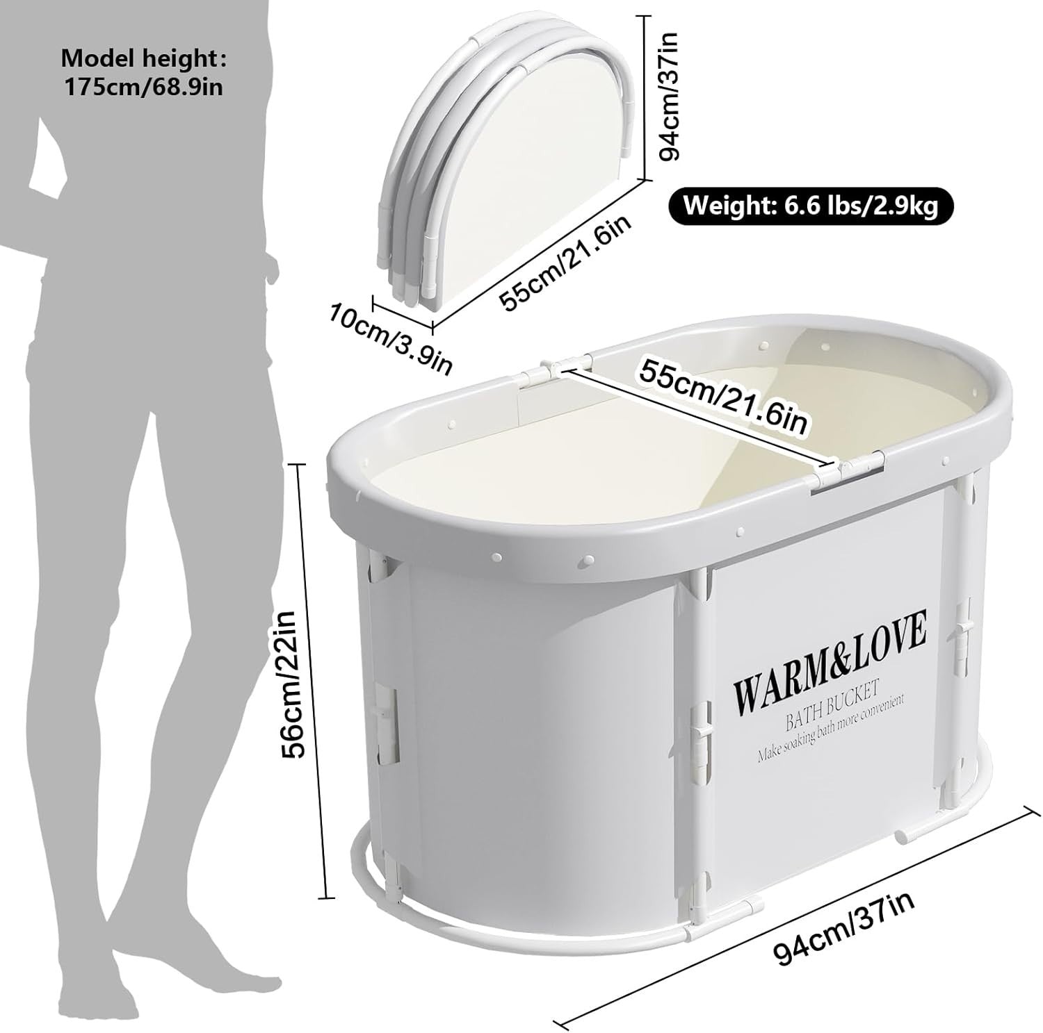 Portable Foldable Adult Bathtub 94x55x56cm Hot & Ice Sauna Bath
